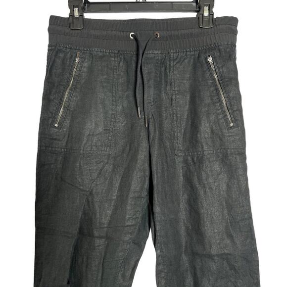Athleta Cabo Linen Joggers Black High Rise 100% Linen Pockets Travel Pant 4 EUC - Picture 6 of 9